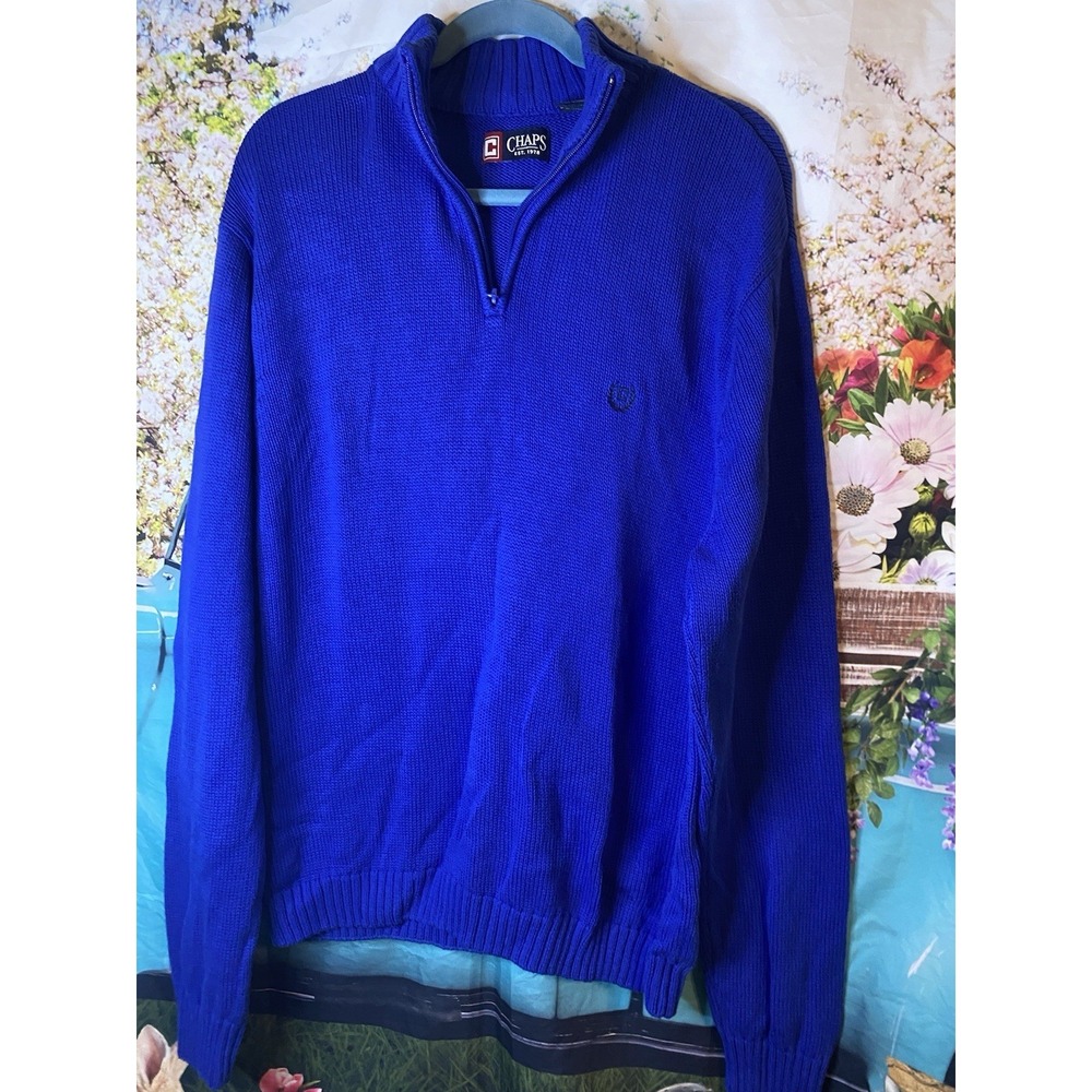 Chaps Blue Men's Crew Neck Casual Pullover Sweater Shirt Size XXL